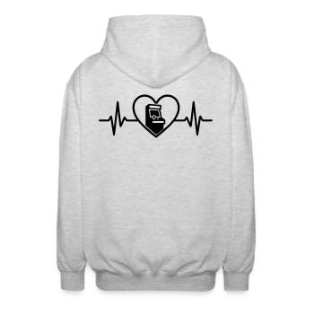 Herz Arcade Spielautomat Retro - Unisex Kapuzenjacke - Hellgrau meliert - Hinten - AI Model Male 185 light (185cm)