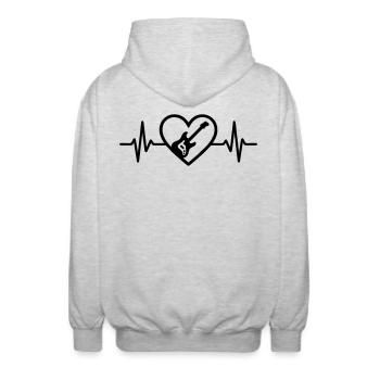 Coeur Guitare électrique Musique Rock - Veste à capuche unisexe - gris clair chiné - Dos - AI Model Male 185 light (185cm)