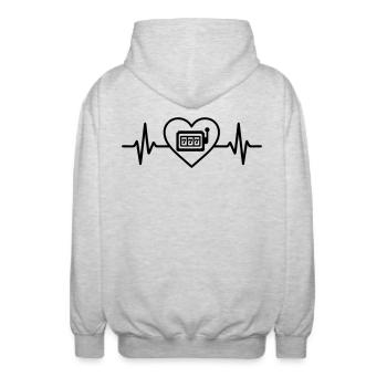 Heart Slots Jackpot Casino - Unisex Hooded Jacket - light heather grey - Back - AI Model Male 185 light (185cm)