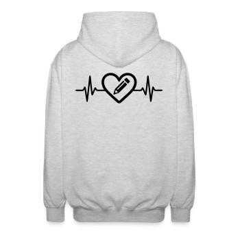 Bleistift Zeichnung Kunst Herz - Unisex Kapuzenjacke - Hellgrau meliert - Hinten - AI Model Male 185 light (185cm)