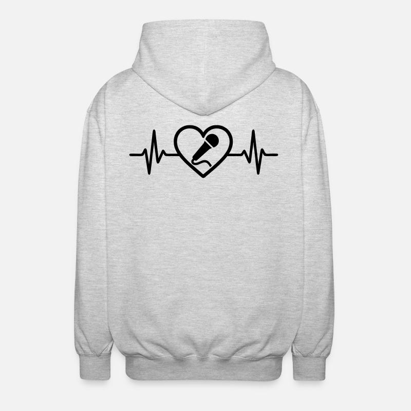 Heart Karaoke Microphone Singing - Unisex Hooded Jacket - light heather grey