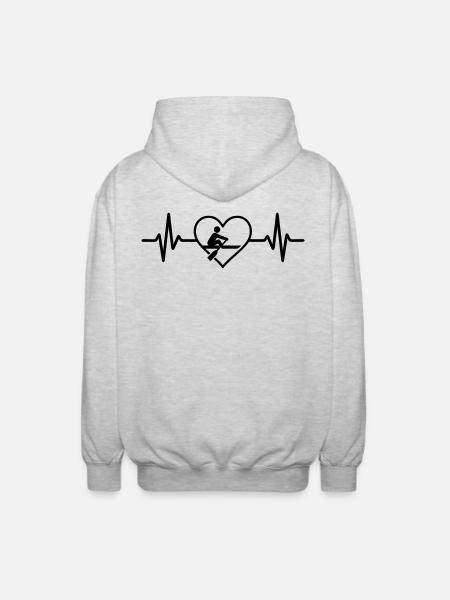Rowing Rower Heart - Unisex Hooded Jacket - light heather grey