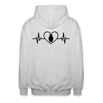 Pottery Vase Heart - Unisex Hooded Jacket - light heather grey - Back - AI Model Male 185 light (185cm)