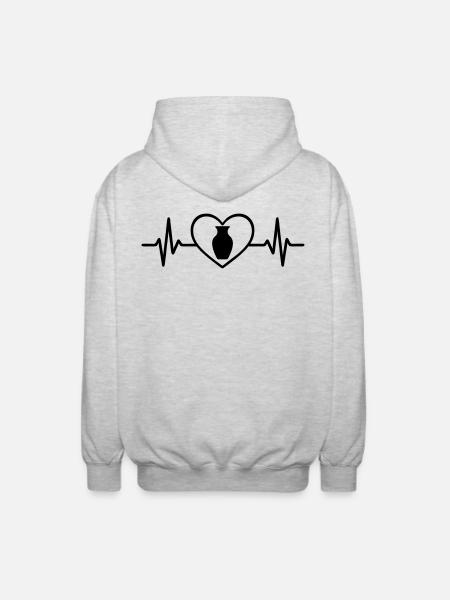 Pottery Vase Heart - Unisex Hooded Jacket - light heather grey