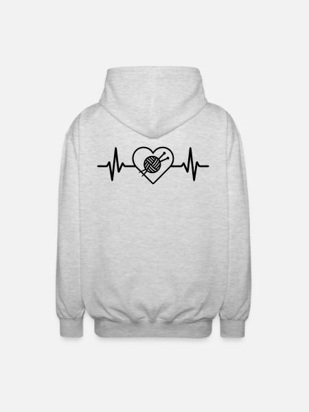 Knitting Wool Balls Heart - Unisex Hooded Jacket - light heather grey