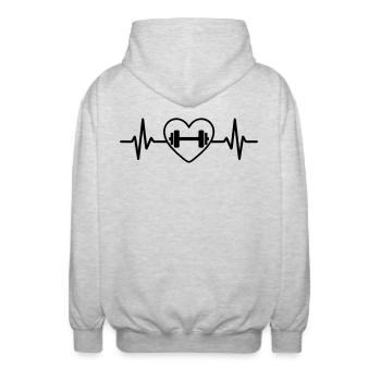 Strength Training Heart of Muscles - Unisex Hooded Jacket - light heather grey - Back - AI Model Male 185 light (185cm)