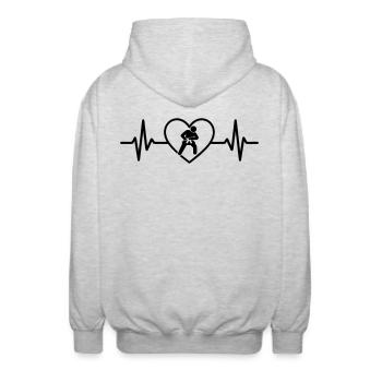 Judo Heart of the Fighter - Unisex Hooded Jacket - light heather grey - Back - AI Model Male 185 light (185cm)