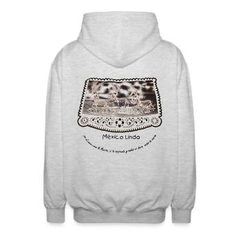 Mexico Lindo - Liebliches Mexiko - Unisex Kapuzenjacke - Hellgrau meliert - Hinten - AI Model Male 185 light (185cm)