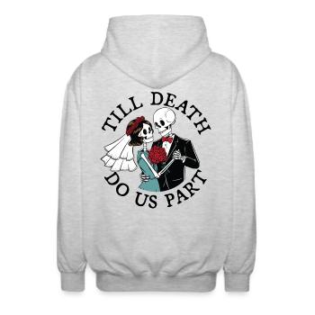 Till death do us part - Unisex Hooded Jacket - light heather grey - Back - AI Model Male 185 light (185cm)