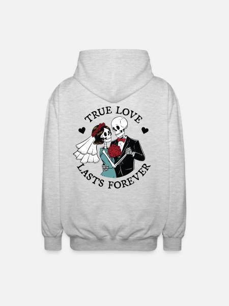 L’amour véritable dure éternellement - Veste à capuche unisexe - gris clair chiné