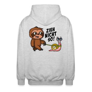 Zieh nicht so Faultier und Schnecke - Unisex Kapuzenjacke - Hellgrau meliert - Hinten - AI Model Male 185 light (185cm)