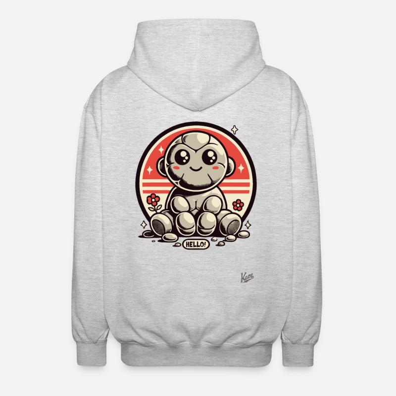 Hallo! Süßer Stein-Affe - Unisex Kapuzenjacke - Hellgrau meliert