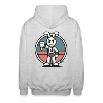 Kritischer Hase, Daumen runter - Unisex Kapuzenjacke - Hellgrau meliert - Hinten - AI Model Male 185 light (185cm)