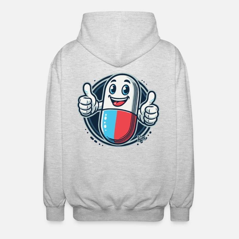 Pouce levé, pilule médicinale heureuse - Veste à capuche unisexe - gris clair chiné