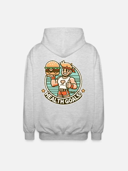 Sundhed, Sund Fitness Burger - Unisex hættejakke. - lysegrå meleret