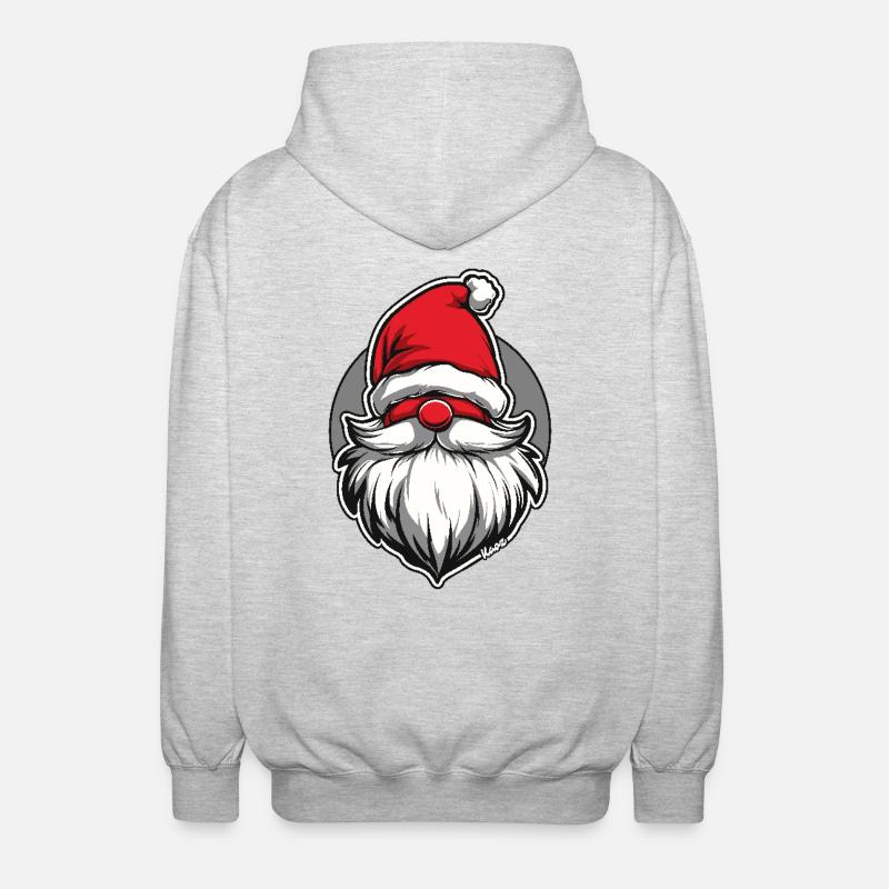 Weihnachtsmann als Gartenzwerg - Unisex Kapuzenjacke - Hellgrau meliert
