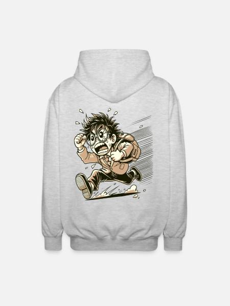 Giapponese nerd arrabbiato otaku - Felpa unisex con cappuccio - grigio chiaro melange
