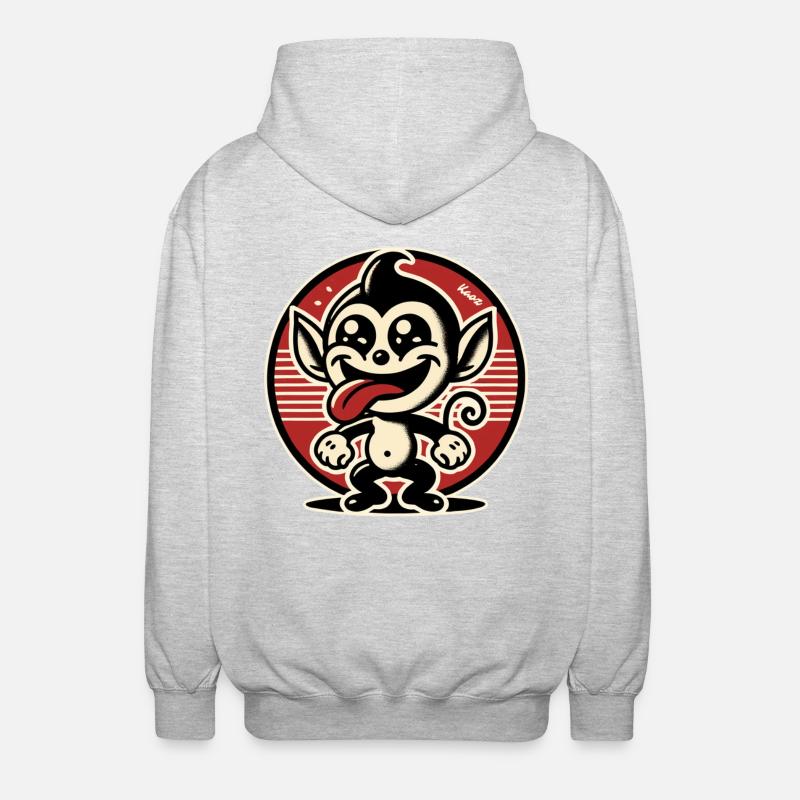 Cheerful little rascal monkey - Unisex Hooded Jacket - light heather grey
