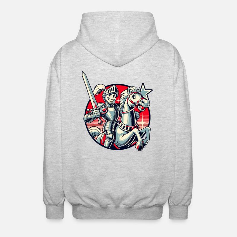 Chevalier médiéval sur son cheval - Veste à capuche unisexe - gris clair chiné