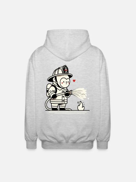 Kleiner Gorilla-Feuerwehrmann - Unisex Kapuzenjacke - Hellgrau meliert