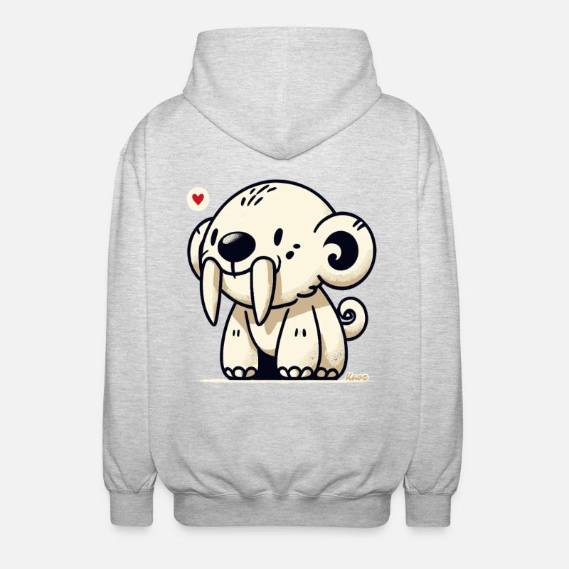 Cute Sabertooth Animal - Unisex Hooded Jacket - light heather grey