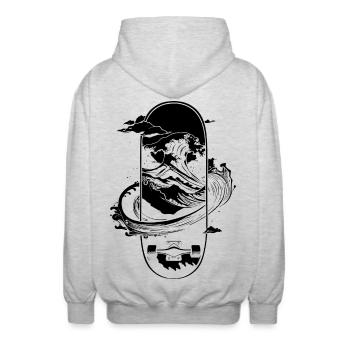 Graphismes de skateboard - Veste à capuche unisexe - gris clair chiné - Dos - AI Model Male 185 light (185cm)
