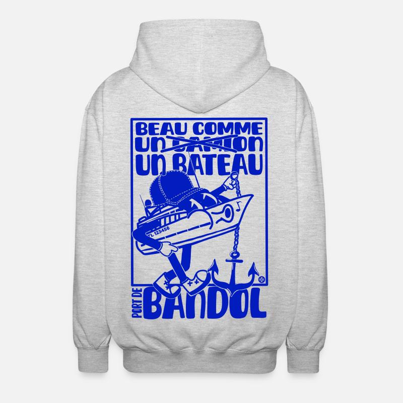Retro Mittelmeer Bandol Boot Maskottchen - Unisex Kapuzenjacke - Hellgrau meliert