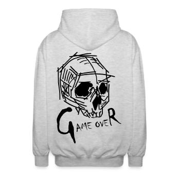 Game Over - Unisex Kapuzenjacke - Hellgrau meliert - Hinten - AI Model Male 185 light (185cm)
