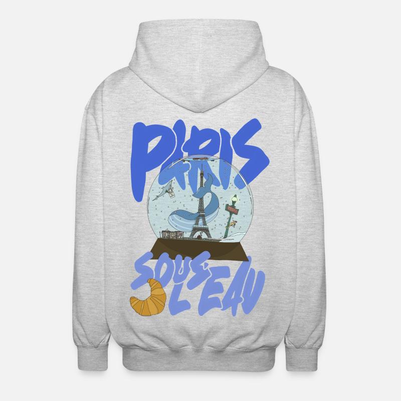 Paris Snowglobe Bleu - icône Eiffel - Veste à capuche unisexe - gris clair chiné