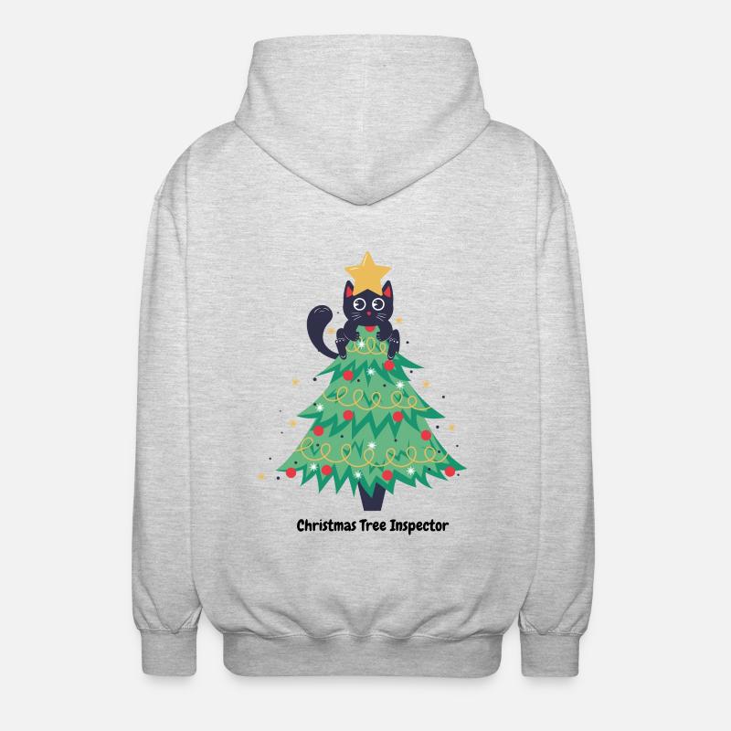 pull de noël chat dans sapin - Veste à capuche unisexe - gris clair chiné