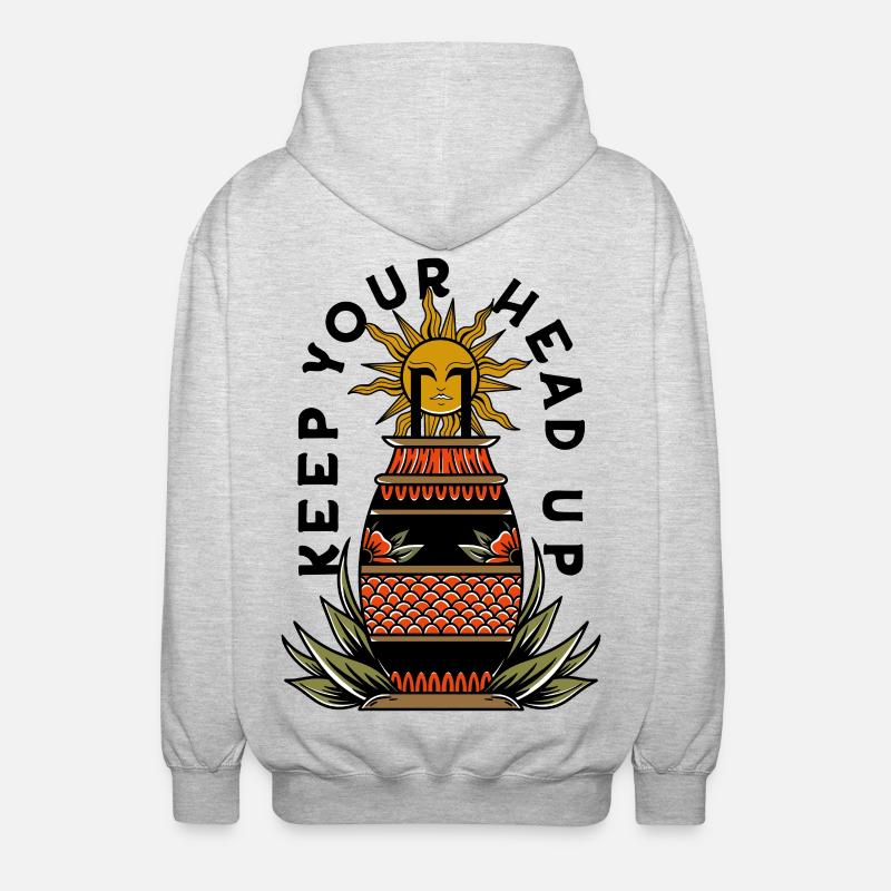 Keep Your Head Up - Unisex Kapuzenjacke - Hellgrau meliert