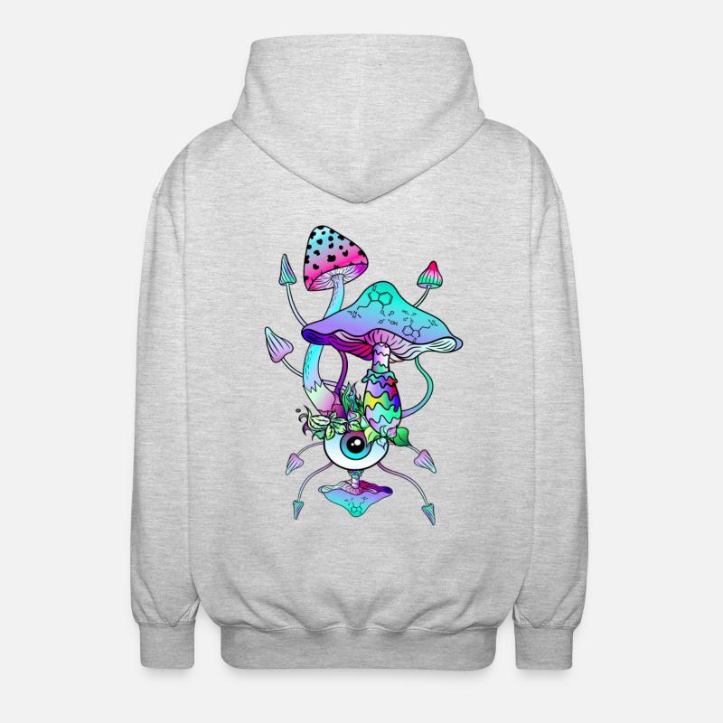Champignons Magiques Néon Champis Psychédéliques - Veste à capuche unisexe - gris clair chiné
