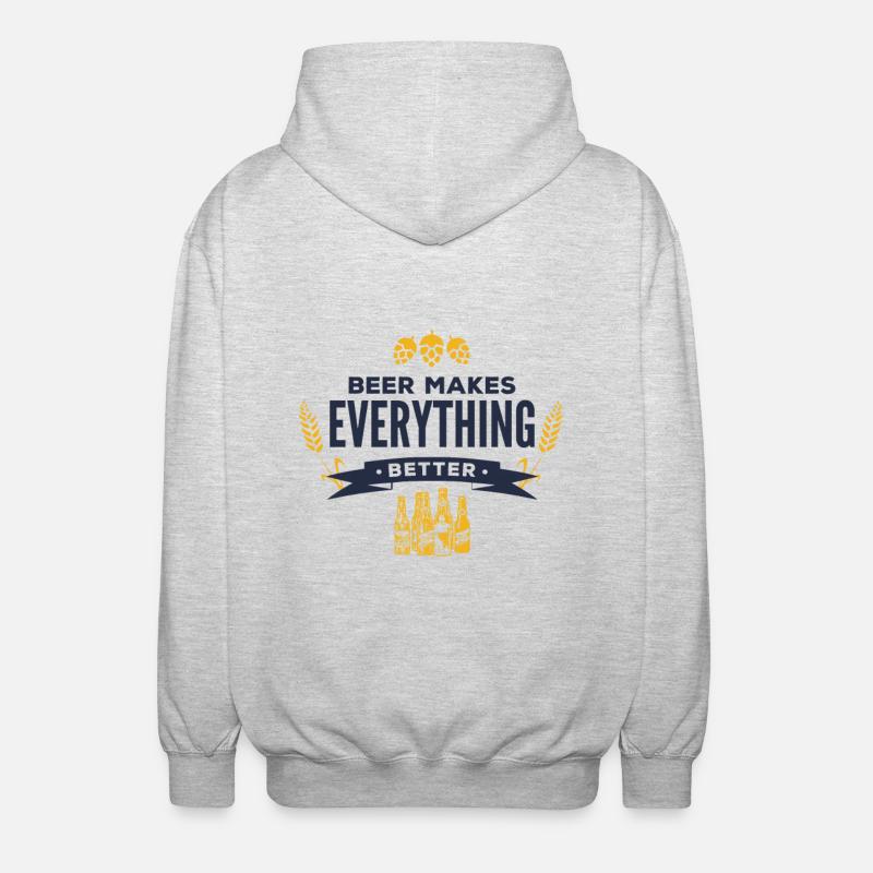Bier macht alles besser! - Unisex Kapuzenjacke - Hellgrau meliert