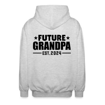 Future Grandpa - Grandpa To Be - Unisex Hooded Jacket - light heather grey - Back - AI Model Male 185 light (185cm)