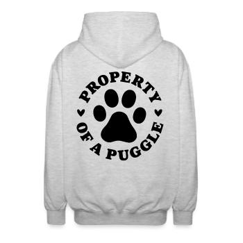 Propriété d’un Puggle - Veste à capuche unisexe - gris clair chiné - Dos - AI Model Male 185 light (185cm)