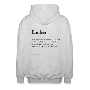 Herr Vampir - schwarze Schrift - Unisex Kapuzenjacke - Hellgrau meliert - Hinten - AI Model Male 185 light (185cm)