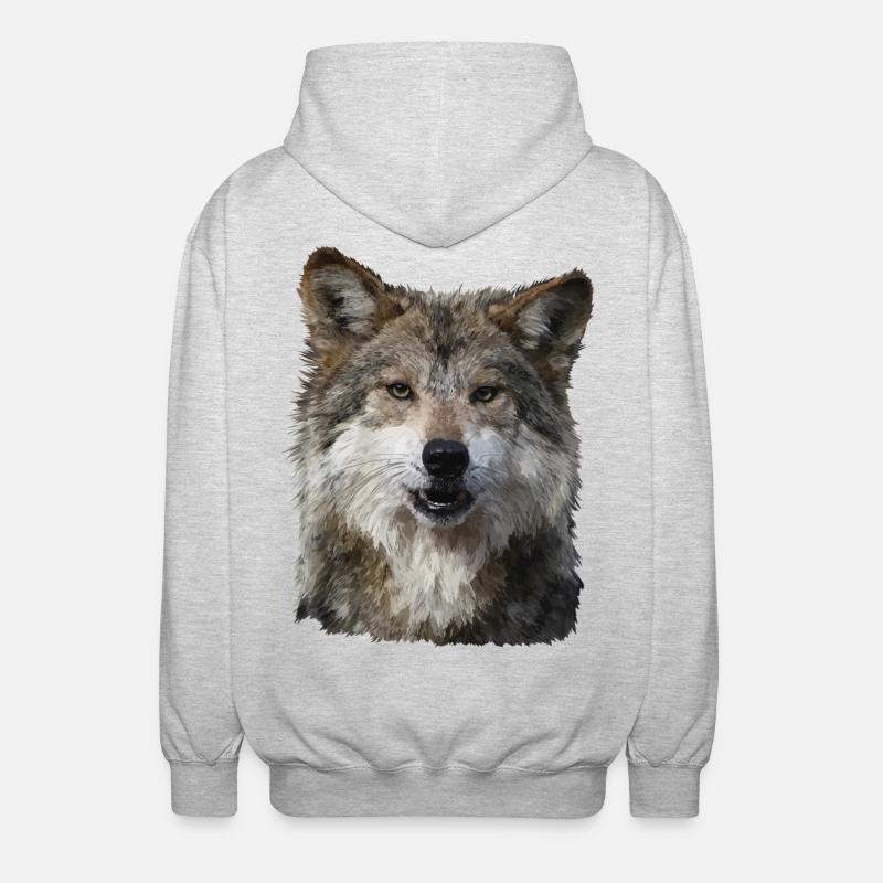 Wolf - Unisex Kapuzenjacke - Hellgrau meliert