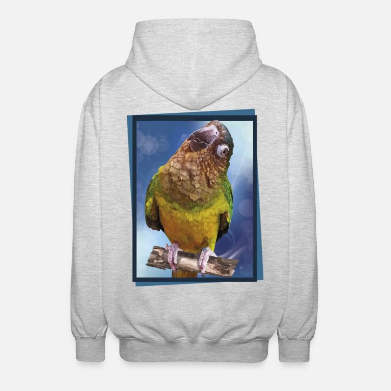 Schmutziges Gesicht Papagei - Unisex Kapuzenjacke - Hellgrau meliert