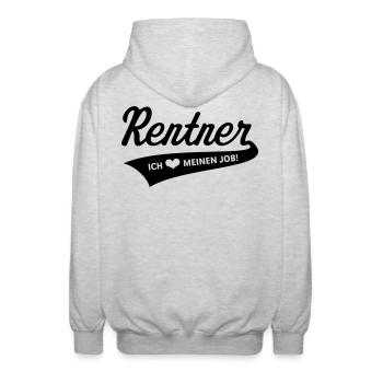 Rentner – Ich Liebe Meinen Job! (Ruhestand Black) - Unisex Kapuzenjacke - Hellgrau meliert - Hinten - AI Model Male 185 light (185cm)