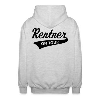 Rentner – On Tour (Rente / Ruhestand / Black) - Unisex Kapuzenjacke - Hellgrau meliert - Hinten - AI Model Male 185 light (185cm)