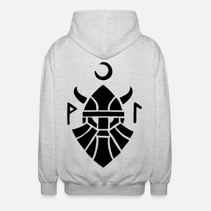 Schwarzes Wikinger-Krieger-Symbol - Unisex Kapuzenjacke - Hellgrau meliert