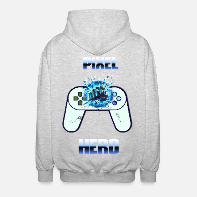 Pixel Hero - Retro Gaming Controller - Unisex Kapuzenjacke - Hellgrau meliert