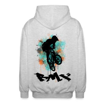 Vélo BMX - Veste à capuche unisexe - gris clair chiné - Dos - AI Model Male 185 light (185cm)