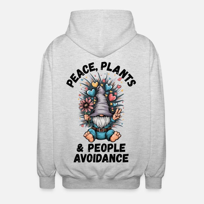 Peace, Plants and People Avoidance - Unisex Hooded Jacket - light heather grey