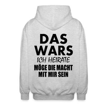 Das wars ich heirate - Unisex Kapuzenjacke - Hellgrau meliert - Hinten - AI Model Male 185 light (185cm)