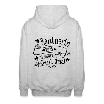 Rentnerin 2025 Vollzeit-Oma - Unisex Kapuzenjacke - Hellgrau meliert - Hinten - AI Model Male 185 light (185cm)