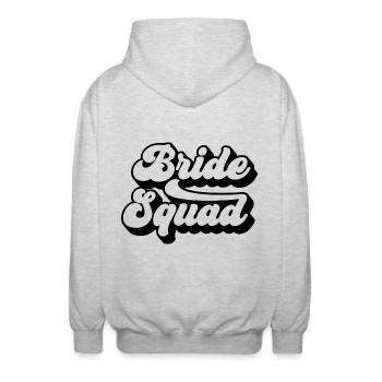 Bride Squad - Hen Night Women Bachelorette Party - Unisex Hooded Jacket - light heather grey - Back - AI Model Male 185 light (185cm)