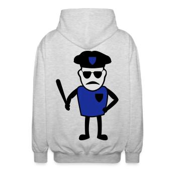 Policeman avec matraque - Veste à capuche unisexe - gris clair chiné - Dos - AI Model Male 185 light (185cm)