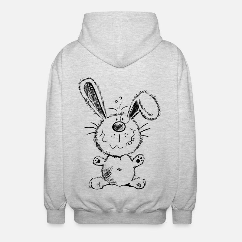 Mignon lapin dessin animé - Veste à capuche unisexe - gris clair chiné