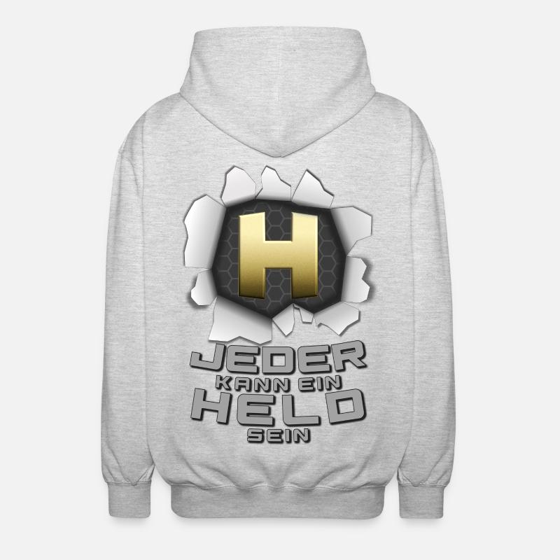 Jeder kann ein Held sein - Unisex Kapuzenjacke - Hellgrau meliert